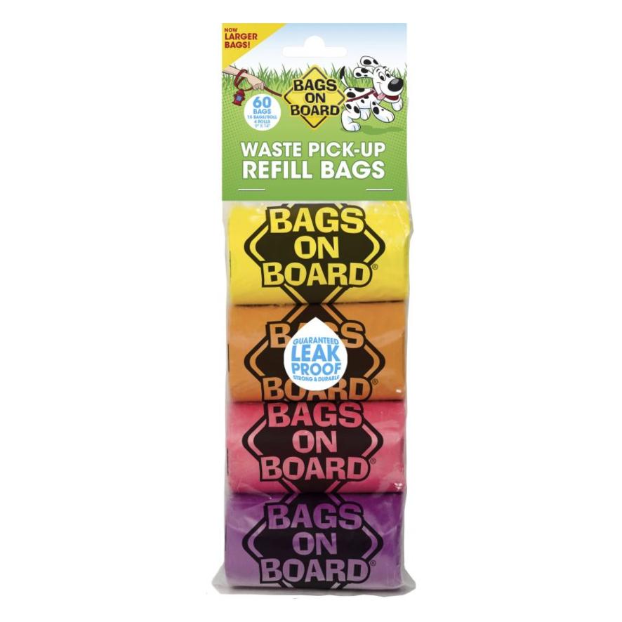 Bags on Board Poo Bag Rolls Rainbow 4 x 15pcs (60 Bags)