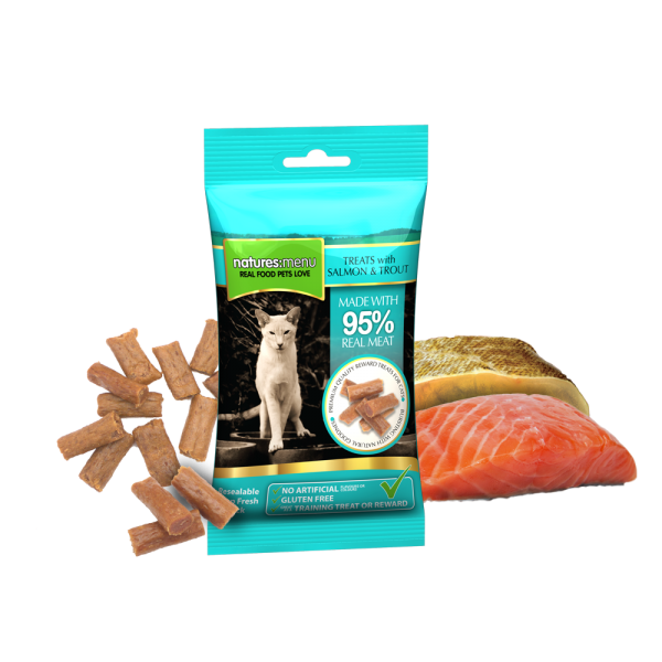 Natures Menu 95% Meat Cat Treats with Salmon & Trout 60gm