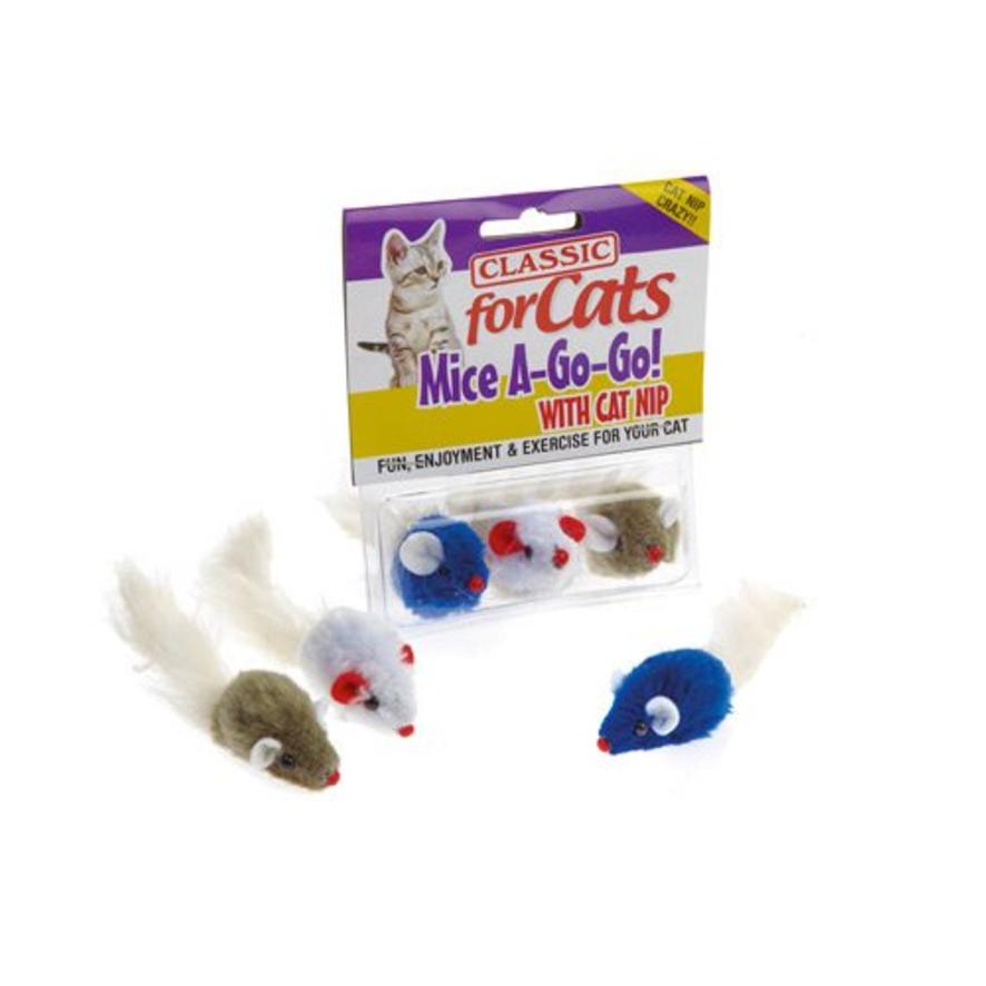 Providing tons of play satisfaction for cats and kittens of all sizes, Classic Furry Fluffy Mice are made with premium quality fabrics, offering a range