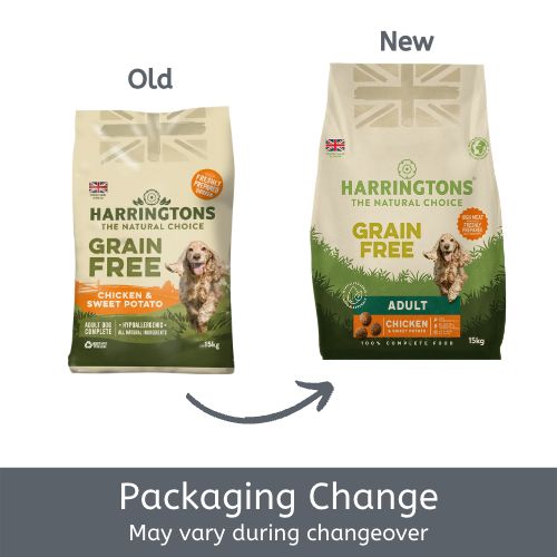HARRINGTONS Grain Free Adult Chicken & Sweet Potato Packaging Change
