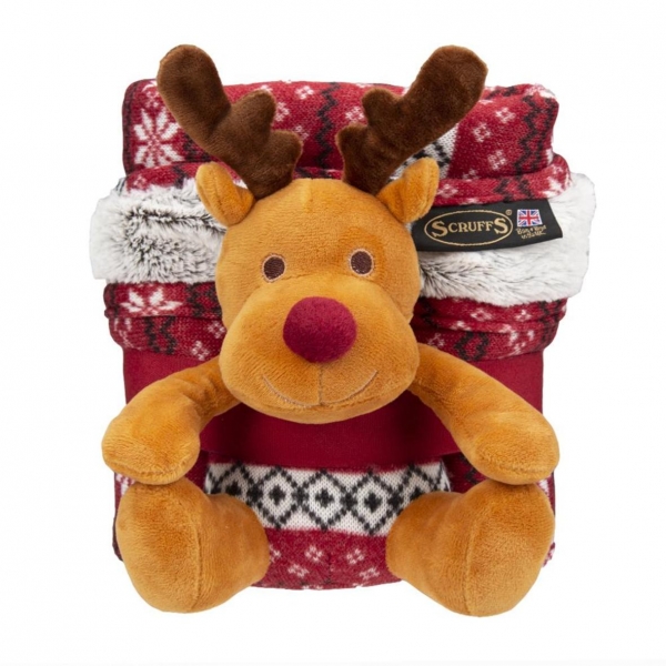Scruffs Christmas Blanket & Reindeer Toy Set 2pcs
