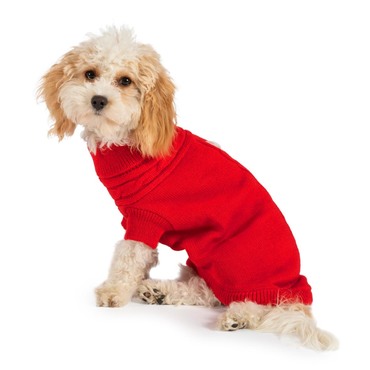 ANCOL Red Cable Knit Dog Jumper