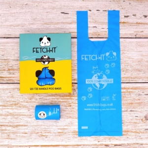 FETCHIT Poo Bags with Tie Handles 120pcs (100% Compostable)