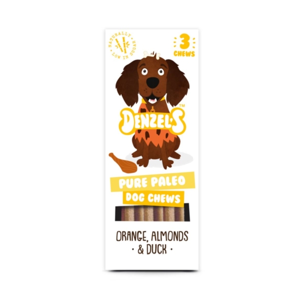 Denzels Pure Paleo Dog Chews Orange, Almonds & Duck 3pk