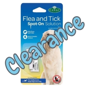 (E) CANAC Flea & Tick Spot On for Medium & Large Dogs >15kg 4 Week [BB 05-21]