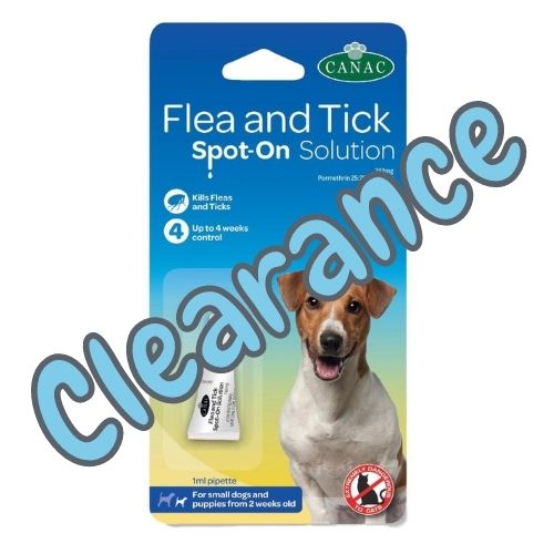 (E) CANAC Flea & Tick Spot On for Small Dogs & Puppies <15kg 4 Week [BB 05-21]