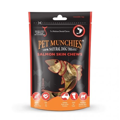Pet Munchies Salmon Skin Chews Medium 3pc