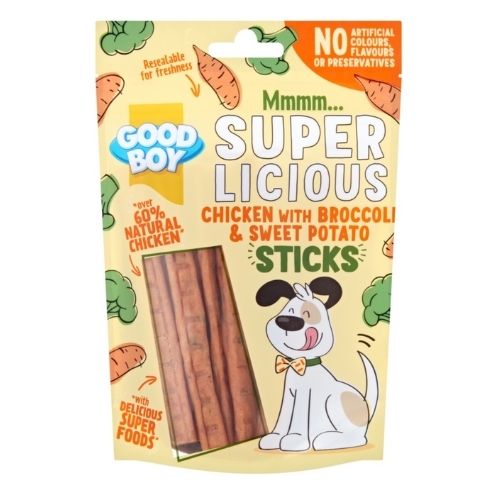 Good Boy SuperLicious Chicken Sticks Broccoli & Sweet Potato 100g
