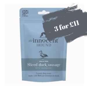 The Innocent Hound Sliced Duck Sausage with Cranberry 70g OFFER