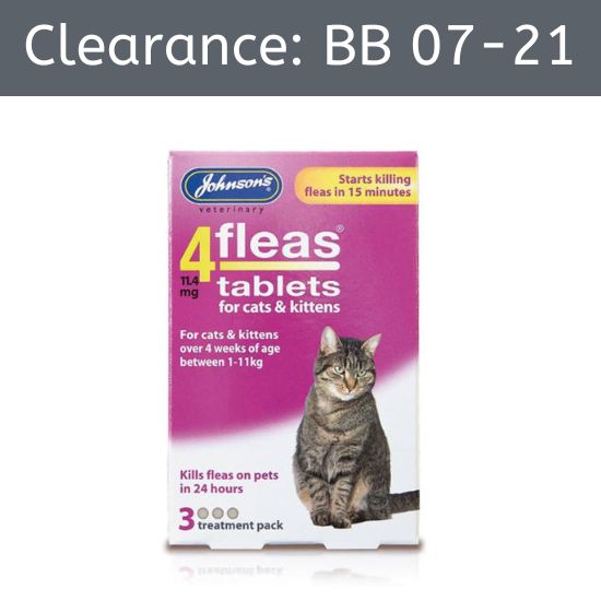 Johnsons 4Fleas Tablets Cat/Kitten 3pk [BB 07-2021]