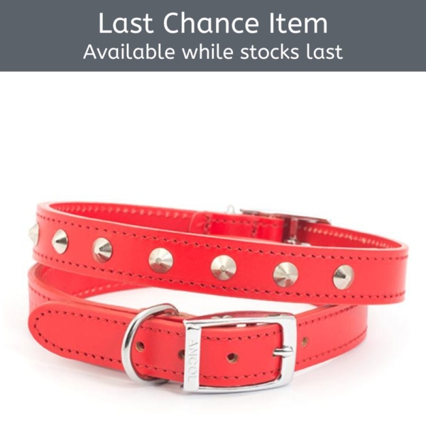 ANCOL Classic Leather Stud Collar Red 55cm