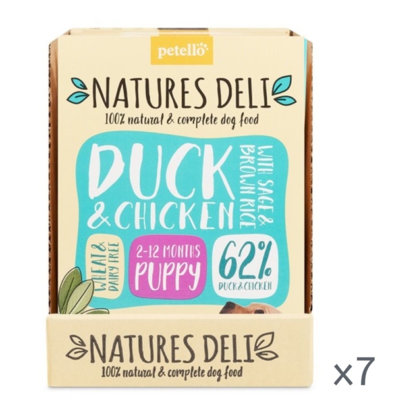 NATURES DELI Puppy Trays Duck & Chicken with Brown Rice 7x400g