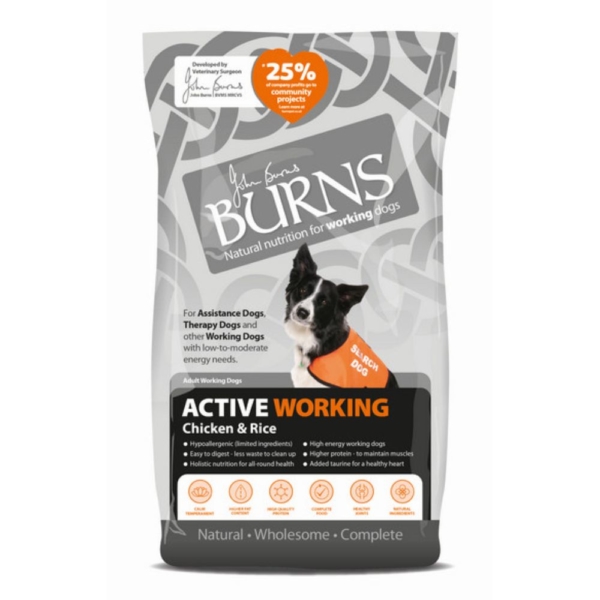 BURNS Active Working Dog Food Chicken & Rice 12kg