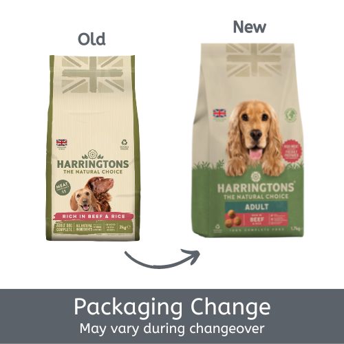 HARRINGTONS Adult Dog Beef & Rice 2kg Packaging Change