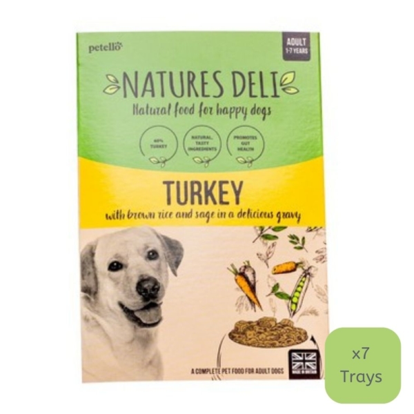 NATURES DELI Dog Trays Turkey with Brown Rice 7x400g