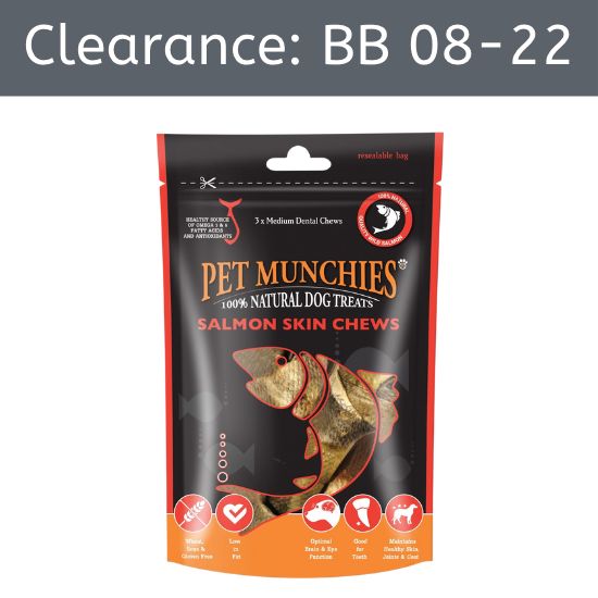 Pet Munchies Salmon Skin Chews Medium 3pc [BB 08-22]