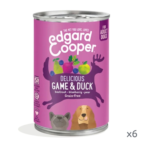 Edgard & Cooper Dog Tins Game & Duck Recipe 6x400g