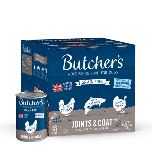 Butchers Joints & Coat Dog Food Tins 18x400g