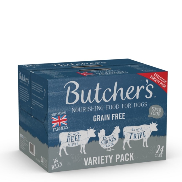 Butchers Grain Free Dog Food Tins Variety Pack 24x400g