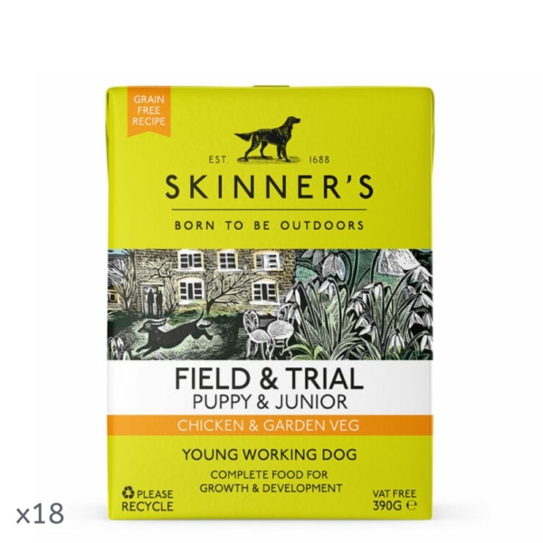 SKINNER'S Field & Trial Puppy Trays Chicken & Garden Veg 18x390g