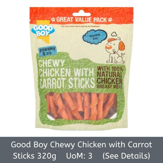 Good Boy Pawsley Chewy Chicken with Carrot Sticks 3x320g [B2B]