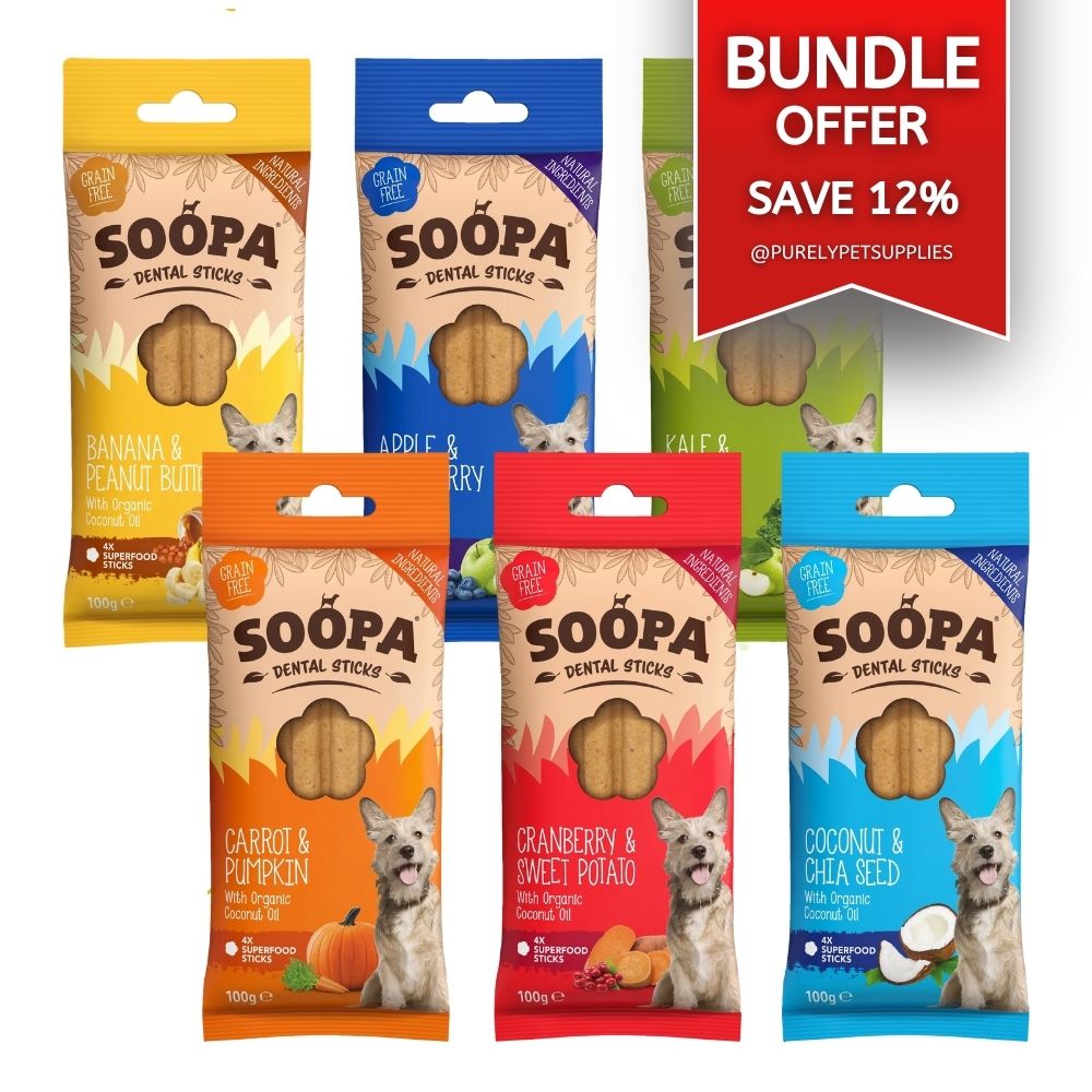 BUNDLE Soopa Natural Dental Sticks Variety x6 Packs (All Flavours)