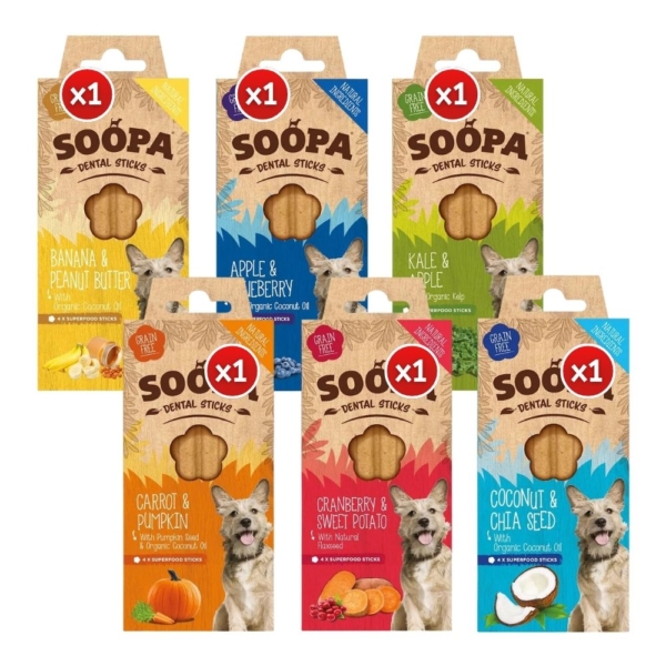 SOOPA Natural Dental Sticks Bundle x6 Packs Contents 2023 Packaging