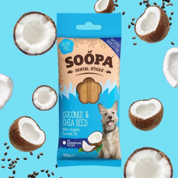 SOOPA Dental Sticks with Coconut & Chia Seed 4pk Features
