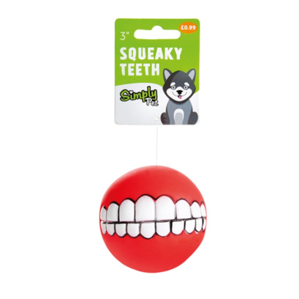 Simply Pet Squeaky Teeth Ball 3"