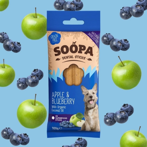 SOOPA Dental Sticks with Apple & Blueberry 4pk Features