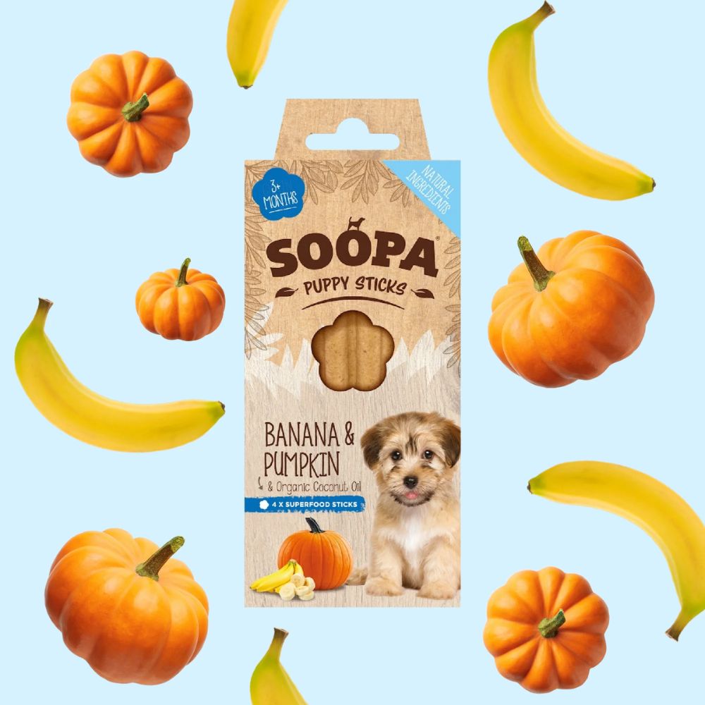 SOOPA Puppy Dental Sticks with Banana & Pumpkin 4pk