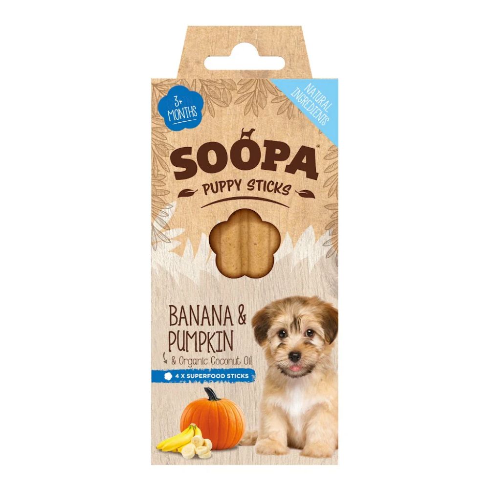 SOOPA Puppy Dental Sticks with Banana & Pumpkin 4pk