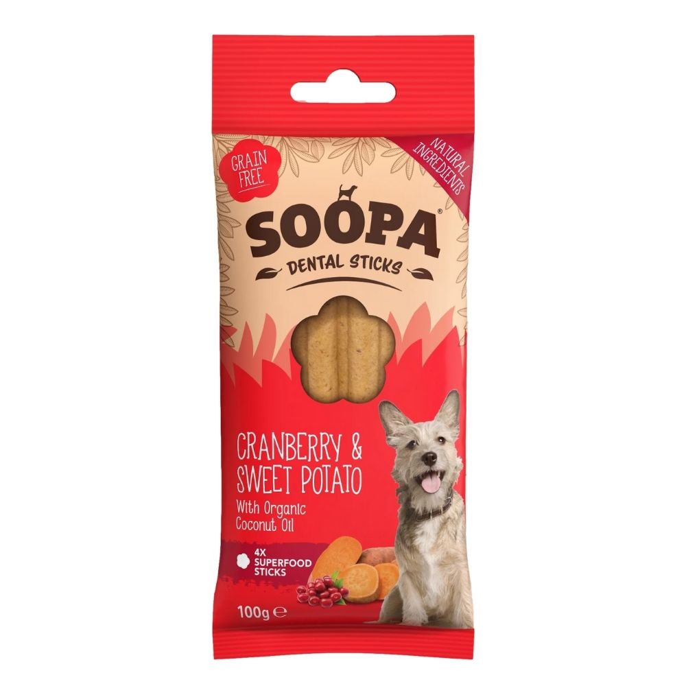 SOOPA Dental Sticks with Cranberry & Sweet Potato 4pk