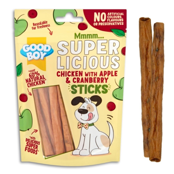 Good Boy SuperLicious Chicken Apple & Cranberry Sticks 100g