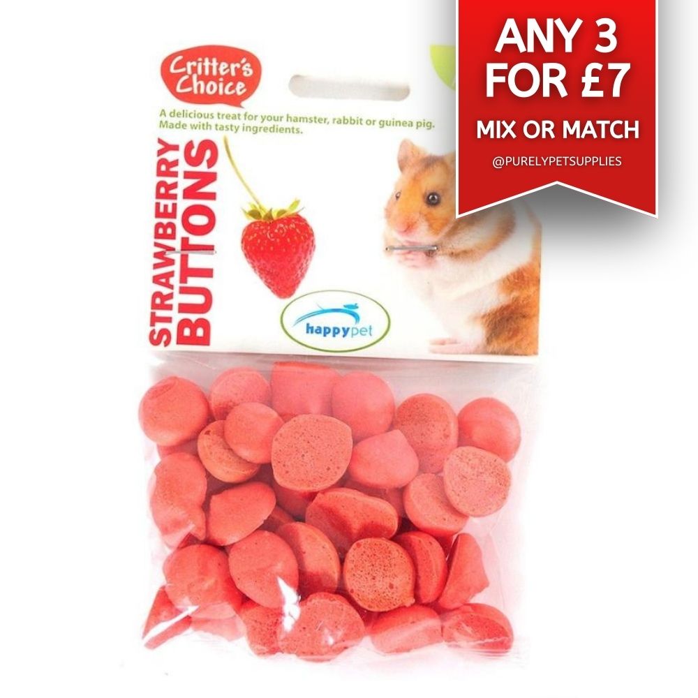 Critters Choice Strawberry Buttons Treats 40g DEAL 3 for £7