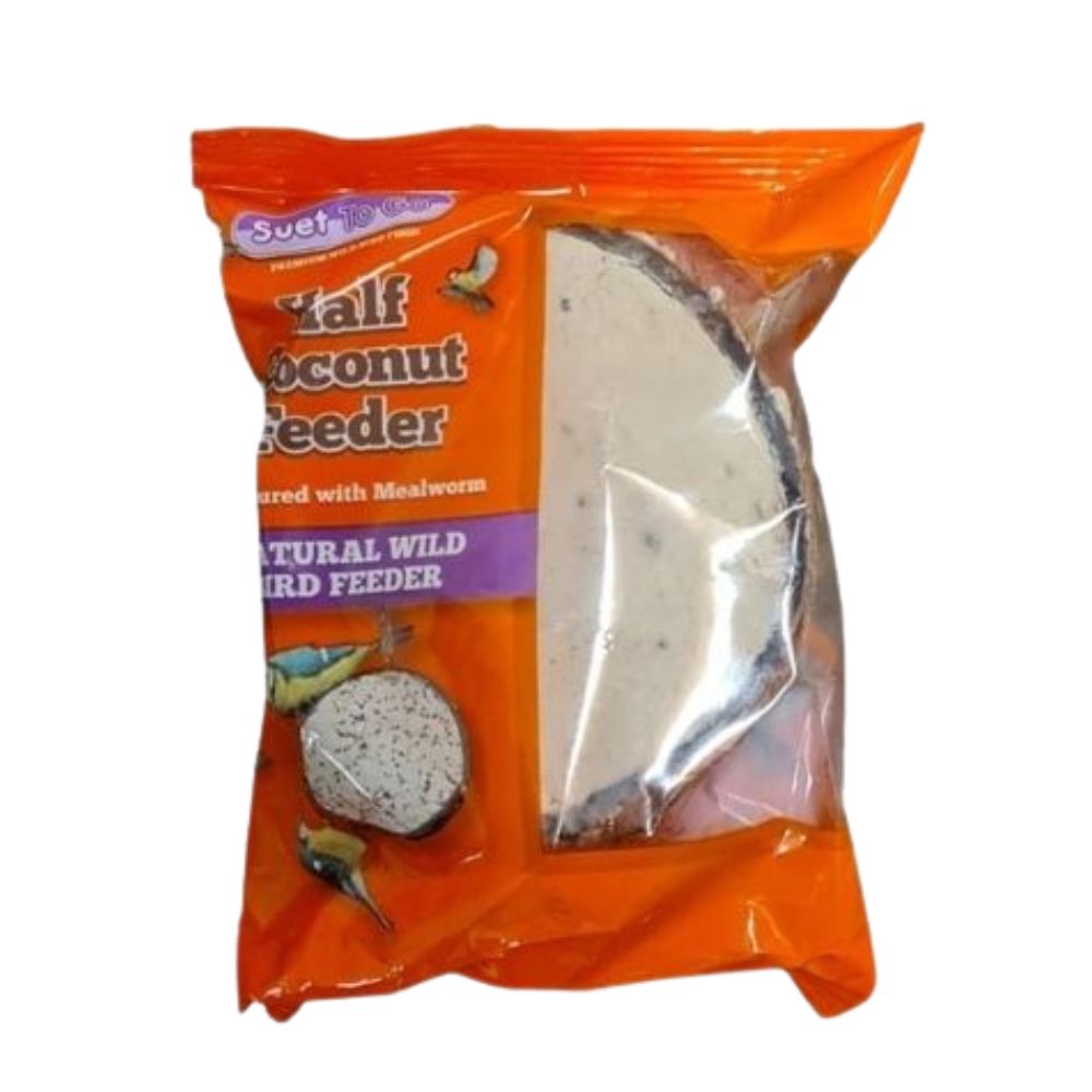 Half Coconut Feeder with Mealworms [Each]