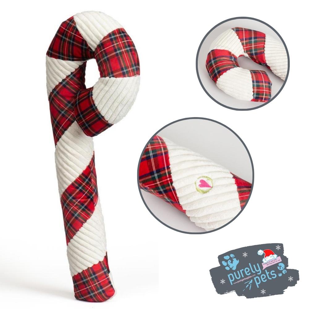 HuggleHounds Tuff Squeaky Candy Cane 31cm