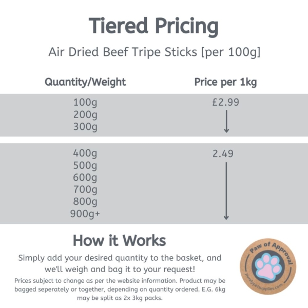 Beef Tripe Sticks [per 100g] Tiered Pricing