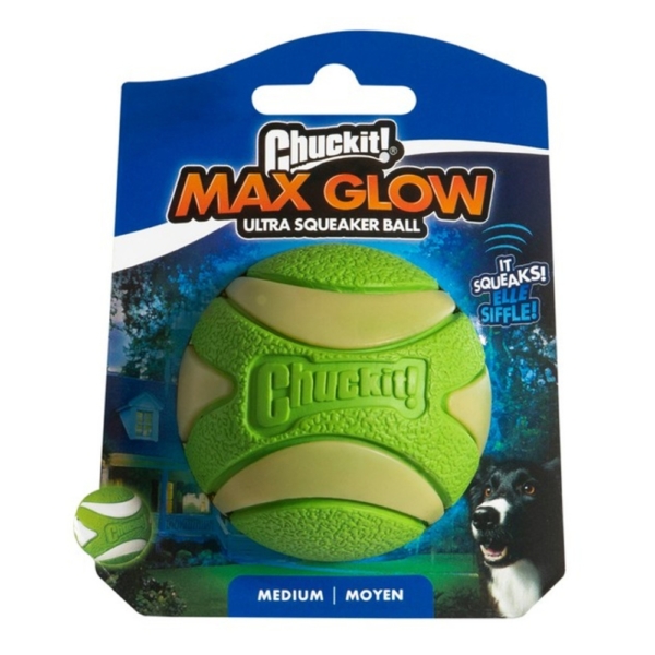 Chuckit Max Glow Ultra Squeaker Ball Medium