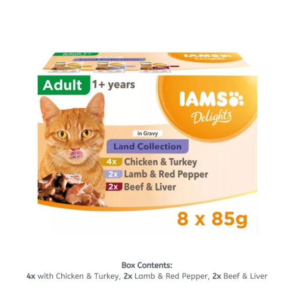 IAMS Delights Land Collection Pouches in Gravy 8x85g
