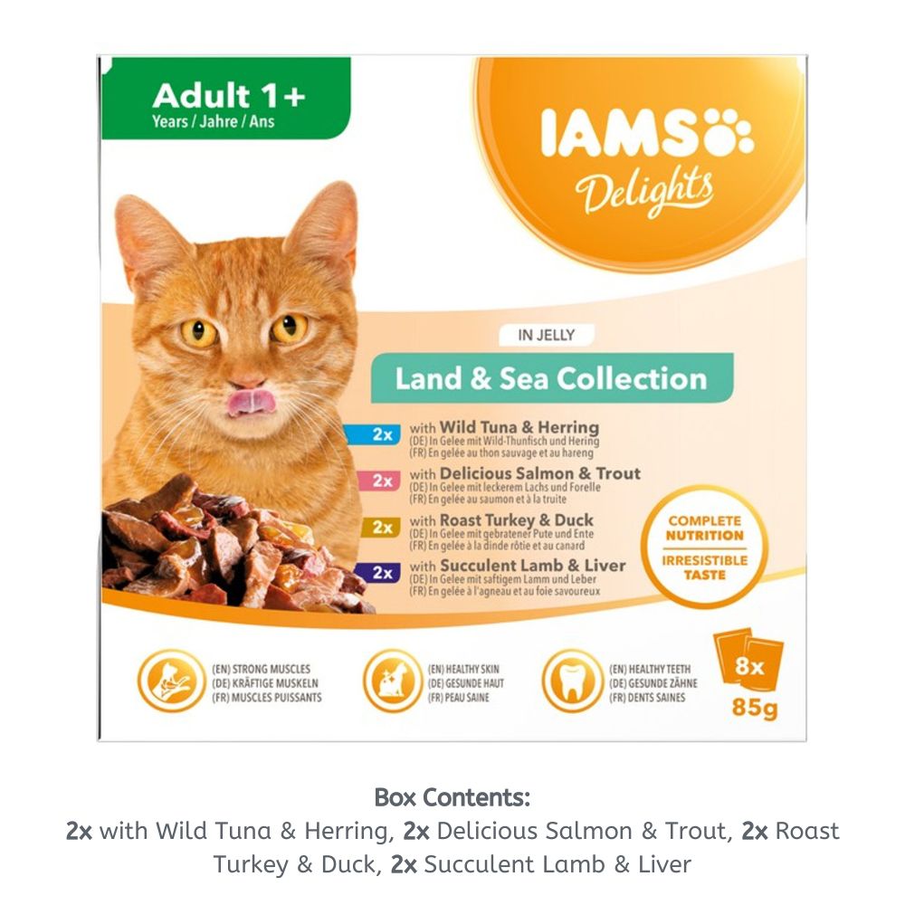 IAMS Delights Land & Sea Collection Pouches in Jelly 8x85g