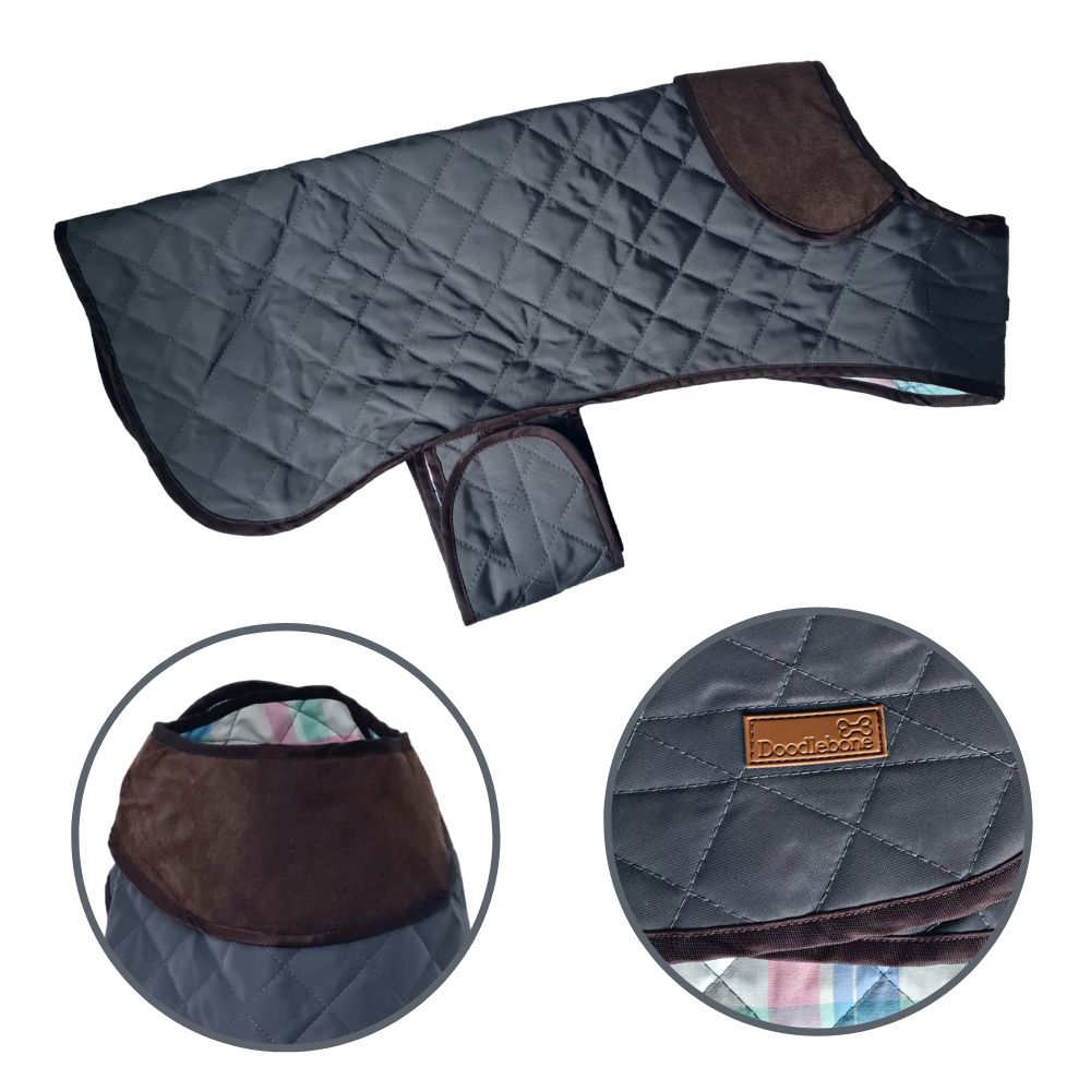 Doodlebone Quilted Dog Jacket Charcoal 50cm [No Tag/Packaging]