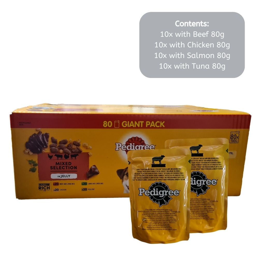 Pedigree Pouches Mixed Selection in Jelly 80x100g