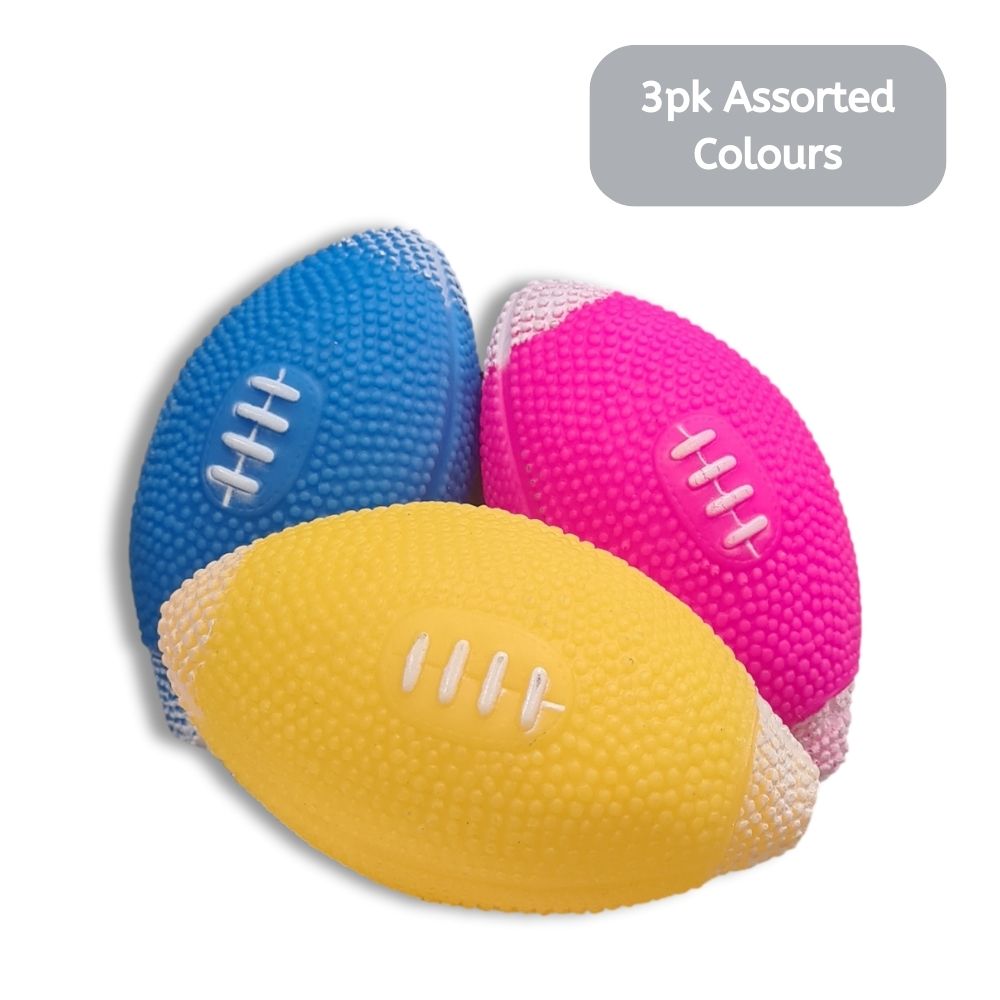 Squeaky Rugby Balls 3pk