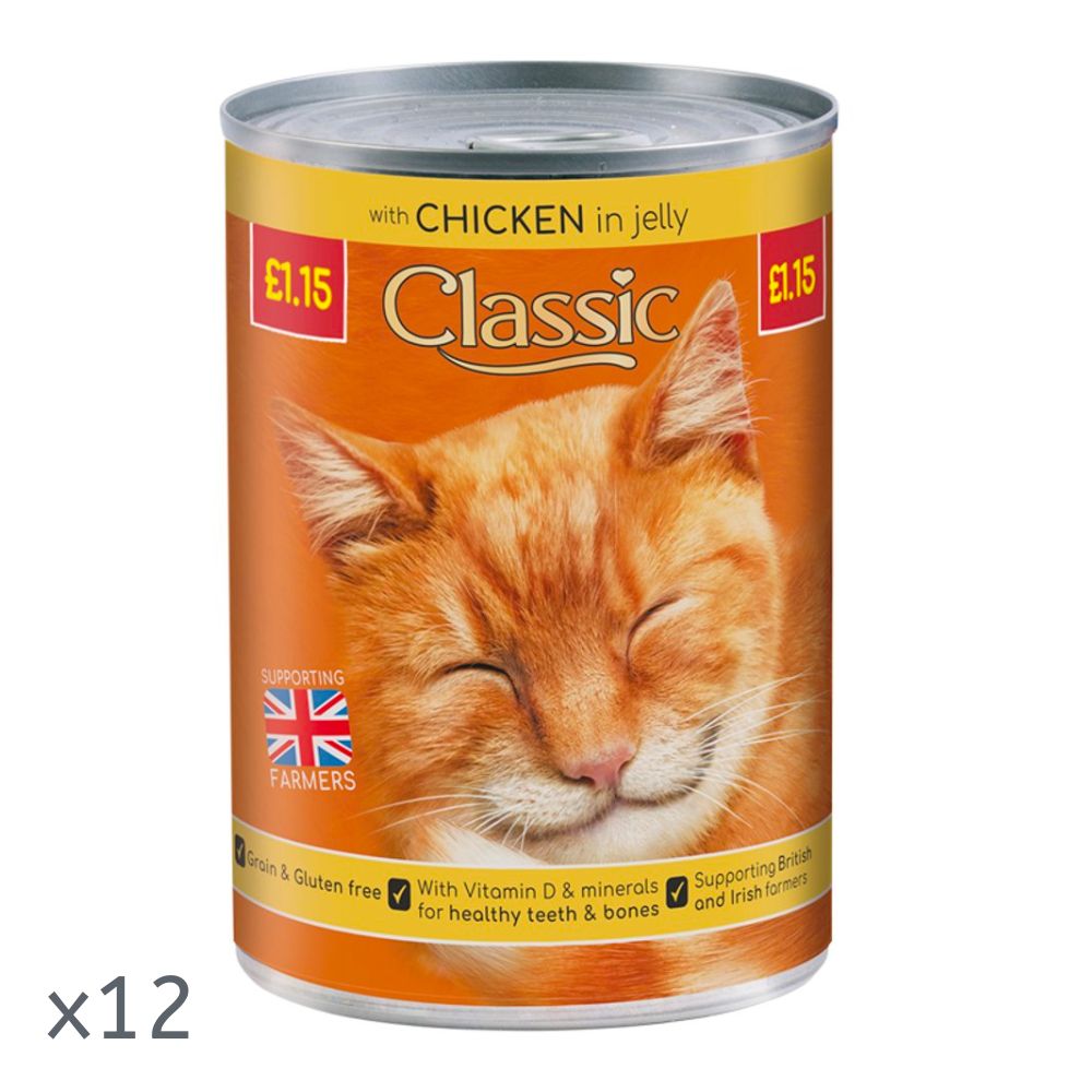 Classic Cat Chicken in Jelly Tins 12x400g