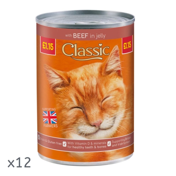 Classic Cat Beef in Jelly Tins 12x400g