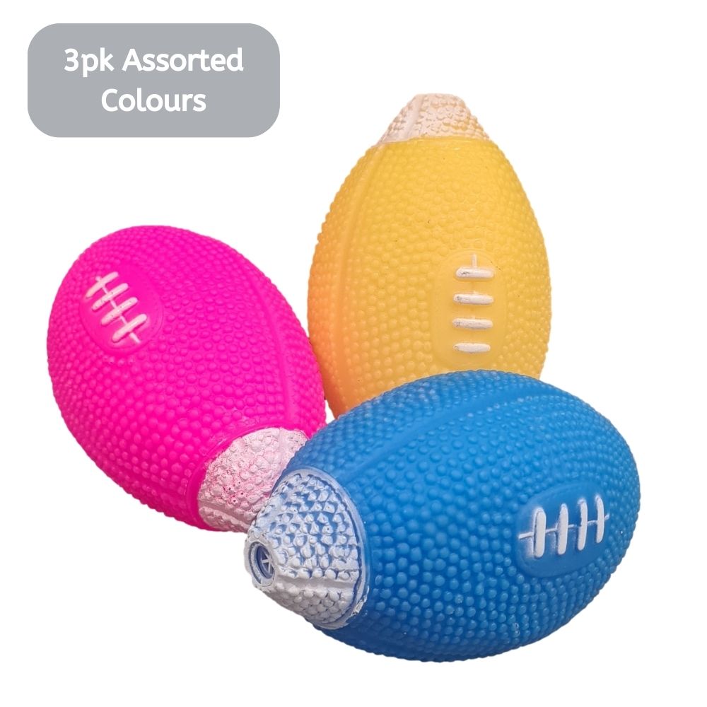 Squeaky Rugby Balls 3pk