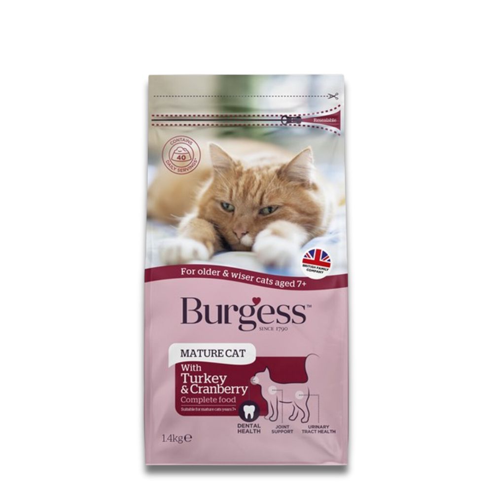 Burgess Mature Cat Food Turkey & Cranberry 1.4kg