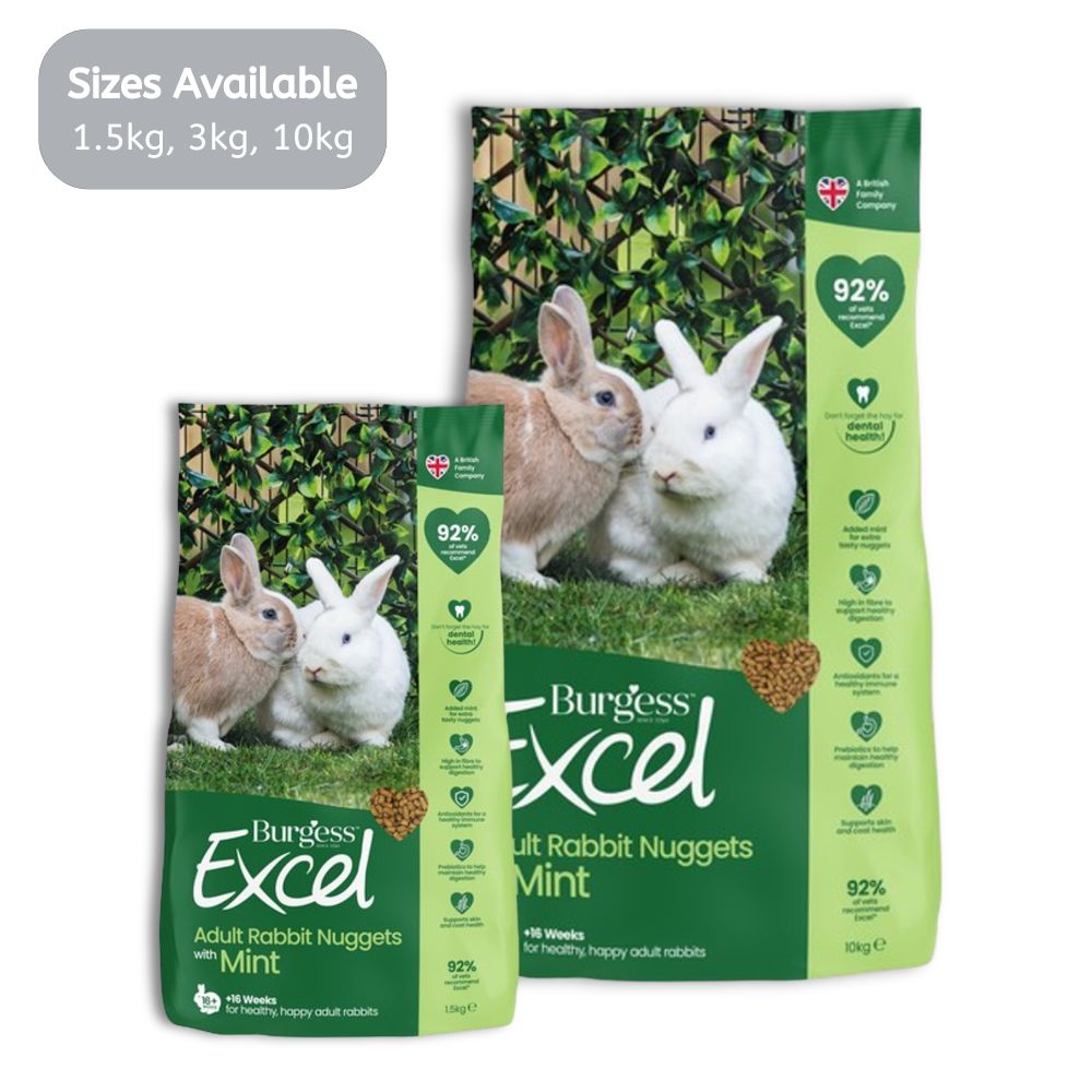 Burgess Excel Adult Rabbit Nuggets with Mint Sizes 1.5kg, 3kg, 10kg