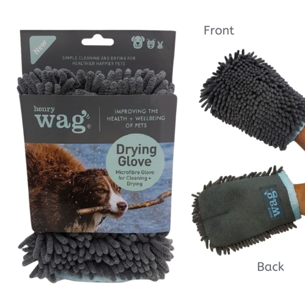 Henry Wag Microfibre Drying Glove showing double sided design